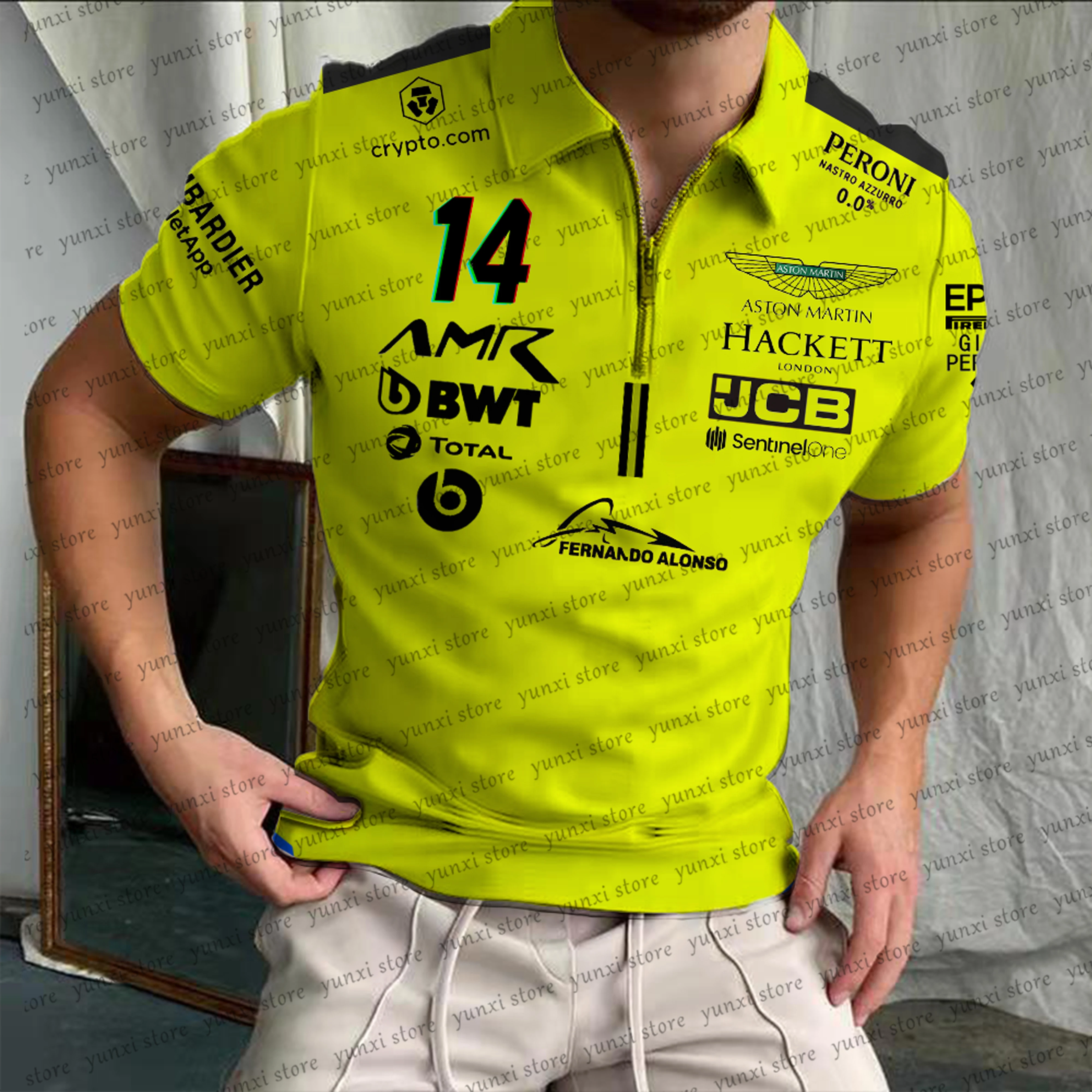 

2023 New F1 4WD Racing Race No. 14 ALONSO And No. 18 STRONG Racing Driver Extreme Sport Polo Shirt