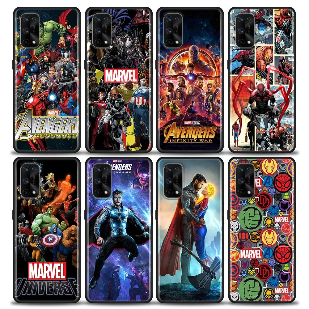 

Marvel Phone Case for Realme 5 6 7 X7 X50 5G Pro Ultra 7i C3 C11 C15 XT Case Soft Silicone Cover Marvel Avengers All Heroes