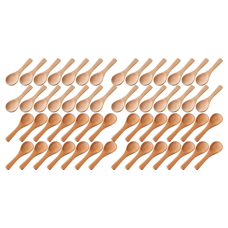 

Small Wooden Spoons Mini Tasting Spoons Condiments Salt Spoons For Kitchen Cooking Seasoning Oil Coffee Tea Sugar 60Pcs