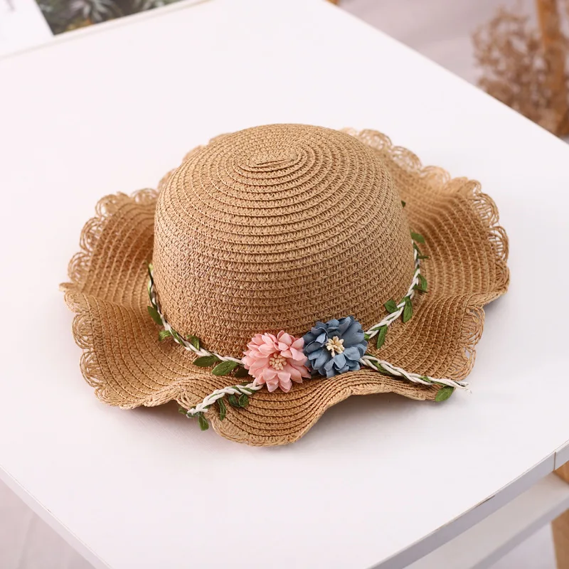 

Girls Flower Summer Wide Brim Hat Shoulder Bag Casual Toddler Baby Girls Cute Straw Hat Sun Beach Travel Sunshade Caps