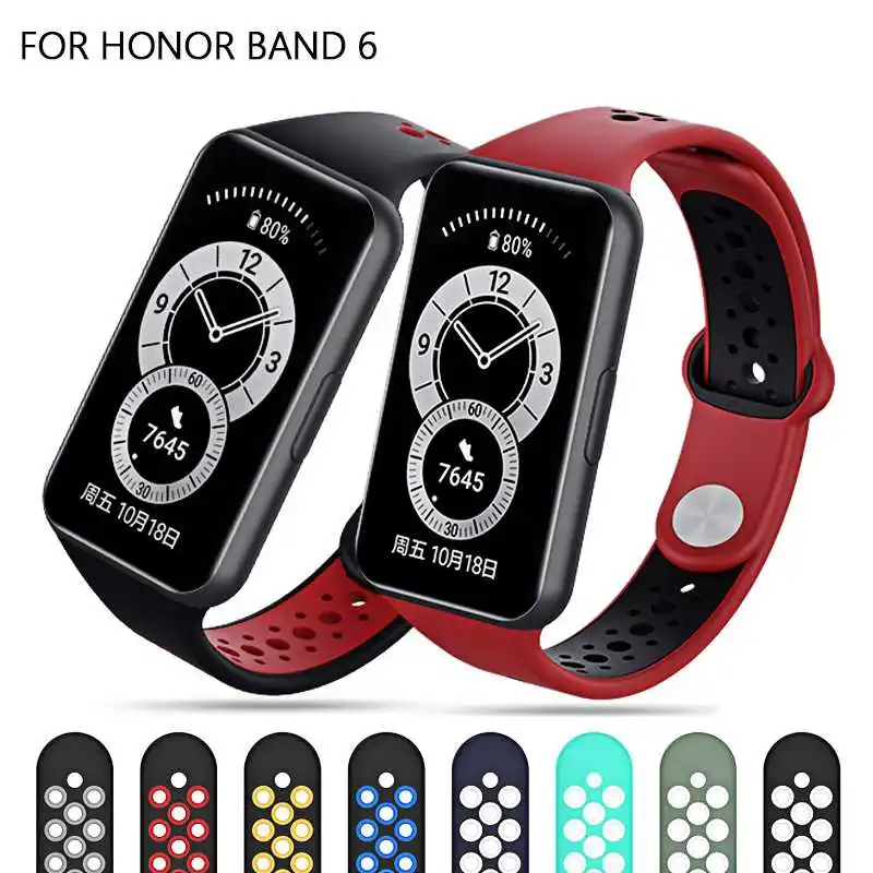 

Joomer Simplicitye Bicolor Silicone Strap For Huawei Honor Band 6 Band Smart Watch Wristband Bracelet WatchBand
