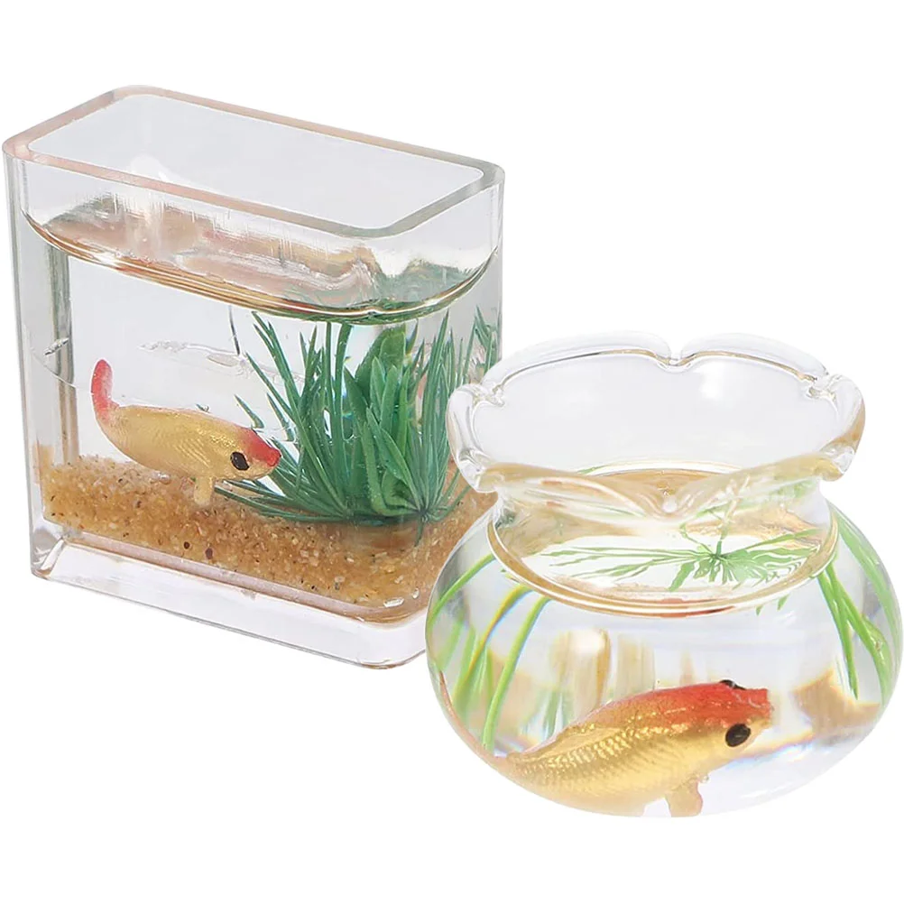 

Miniaturetankmini House Decor Bowl Scene Tinybowls Goldfish Furniture Toys Accessories Ornaments Toy Play Vase Pretend Models 12