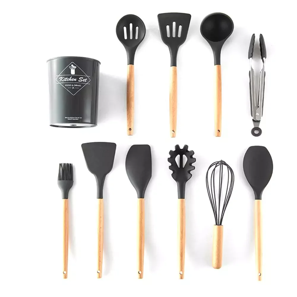 

8/9/11/12pcs Cooking Tools Set Premium Silicone Kitchen Cooking Utensils Set With Storage Box Turner Tongs Spatula Soup Spoon