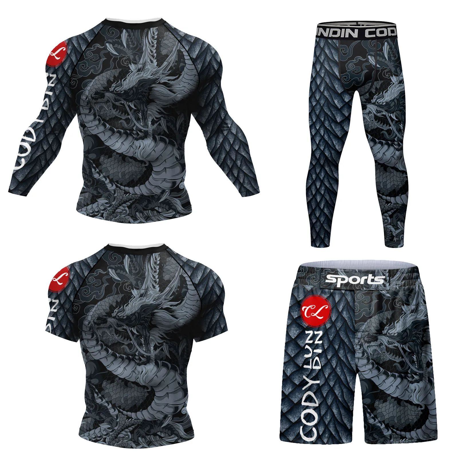 Компрессионная футболка и штаны для ММА Rashguard Jiu Jitsu наборы Bjj спортивный
