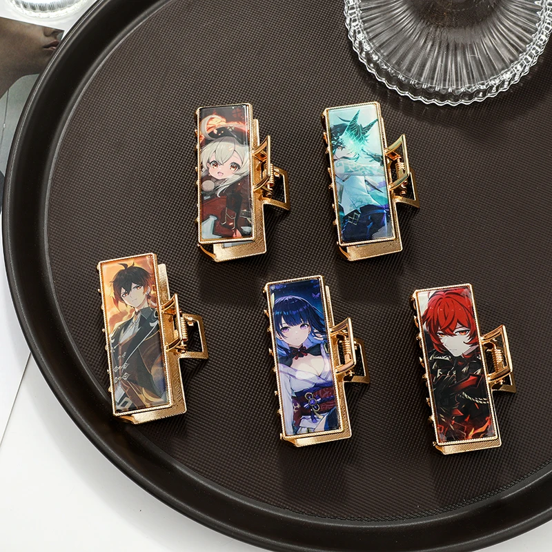 

Game Anime Genshin Impact Figure Hairpin Klee Hu Tao Pattern Simple Crab Clip Jewelry Women Lazy Wind Wild Hair Accessories