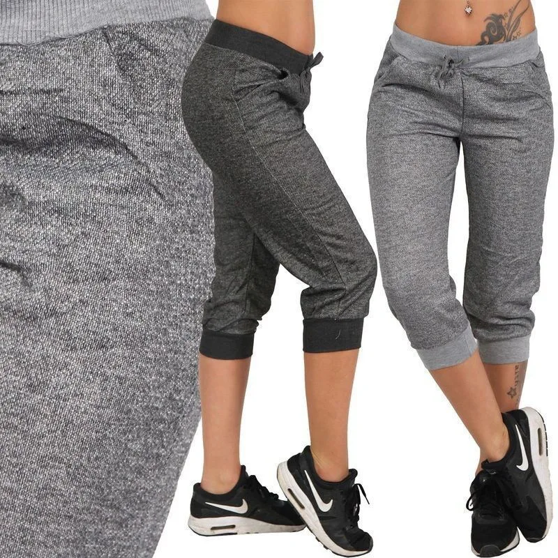 2025 Spot Low Price Clearance New Hot Selling Pure Color Lace-up Casual Women's Capri Pants