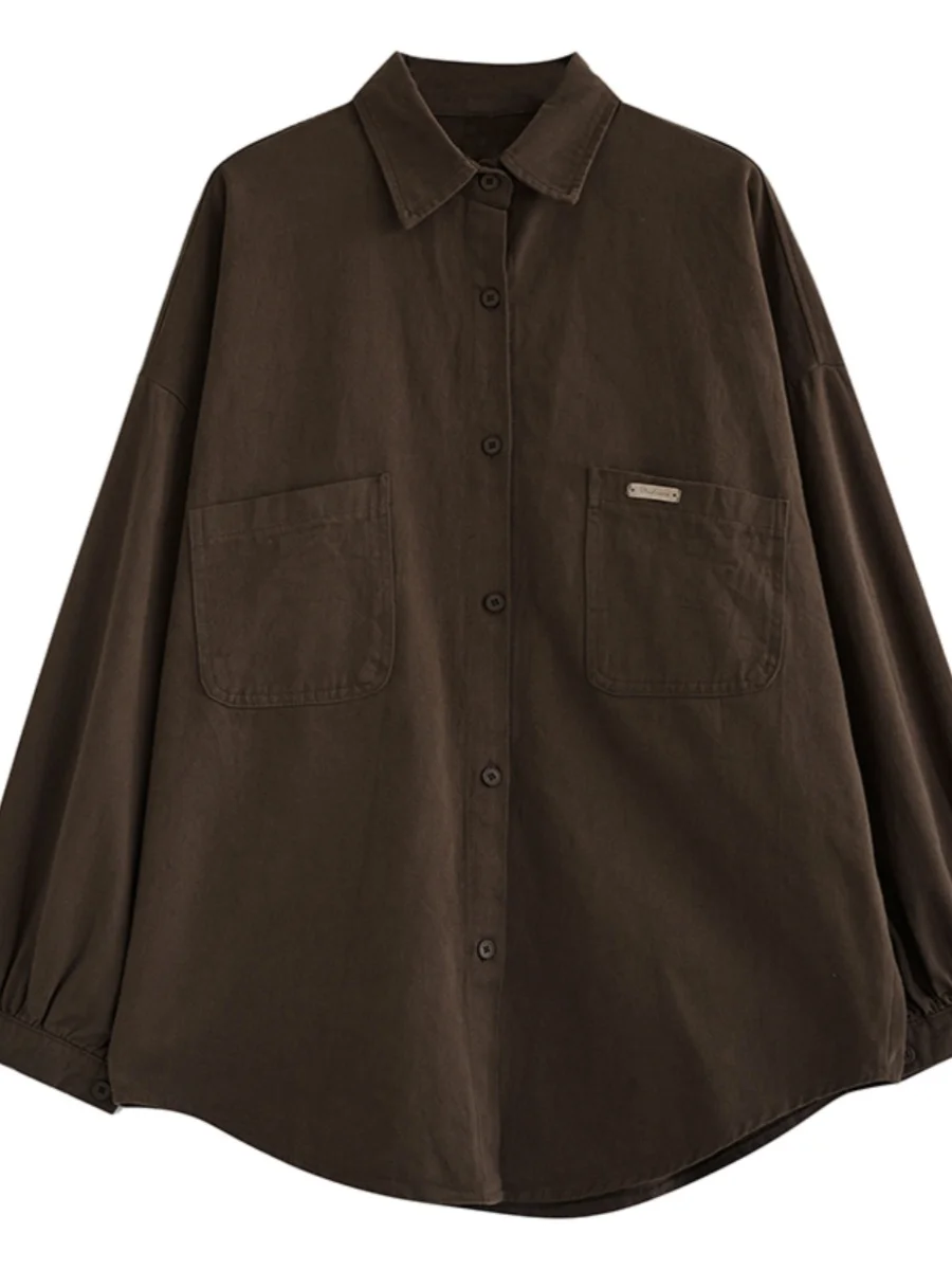 Повседневные хлопковые рубашки с однотонными лацканами в стиле ретро Гонконг