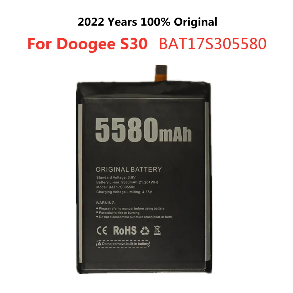 

2022 год, 100% оригинальный аккумулятор BAT17S305580 Для DOOGEE S30, 5580 мАч, запасные батареи для смартфона, аккумулятор