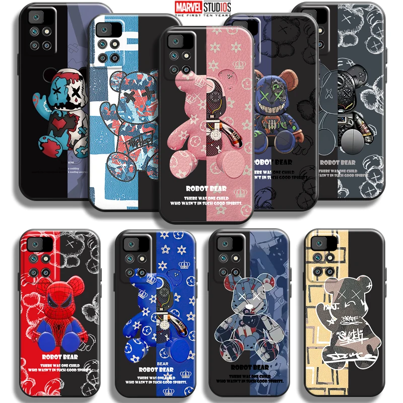 

Fashion Luxury Bear Phone Case For Xiaomi Redmi 10 6.5 Inch Carcasa Coque Black Funda Silicone Cover