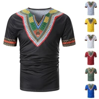 2022 summer new european code mens ethnic style v neck short sleeved t shirt embroidery printing short sleeved t shirt 7 colors