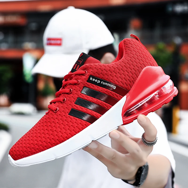 New Red Green Men Air-Permeable Mesh Sneaker Summer Lightweight Running Shoes Durable Comfortable Wear For Leisure Sports 38-46