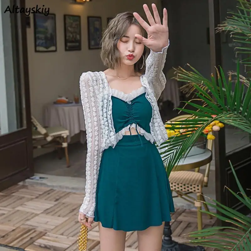 

Cover-up Women Sexy Summer Swimwear Korean Style Mini Patchwork Beachwear Simple Tender High Waist New Arrival Popular Female