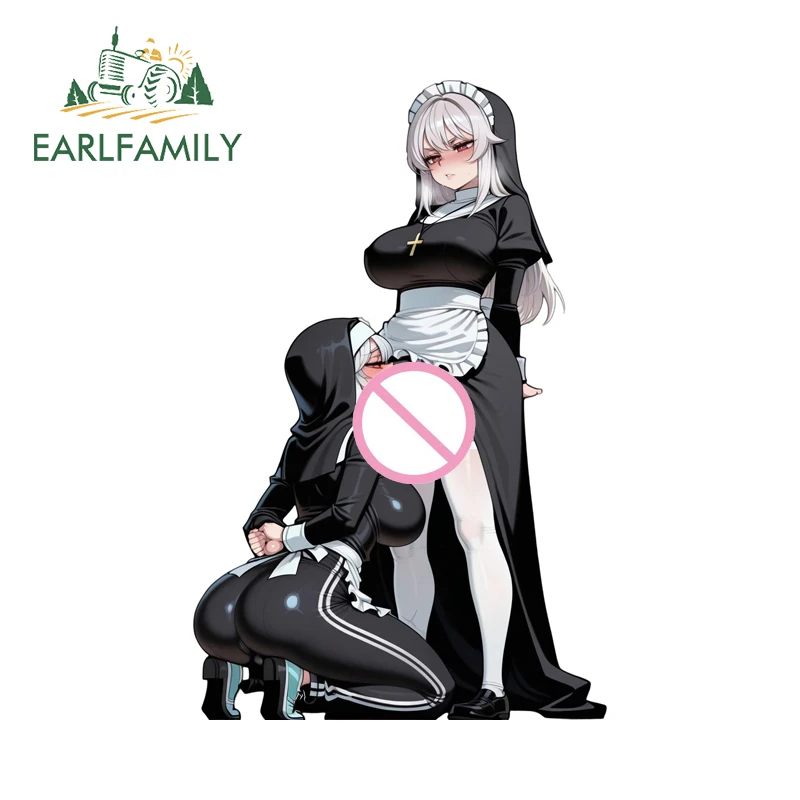 

EARLFAMILY Futanari Nun сексуальная поза наклейки на автомобиль хентай аниме NSFW виниловая наклейка JDM доска для серфинга Windows устойчивое к царапинам украшение