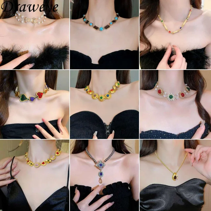 Ожерелье из жемчуга Draweye для женщин элегантное винтажное ожерелье в