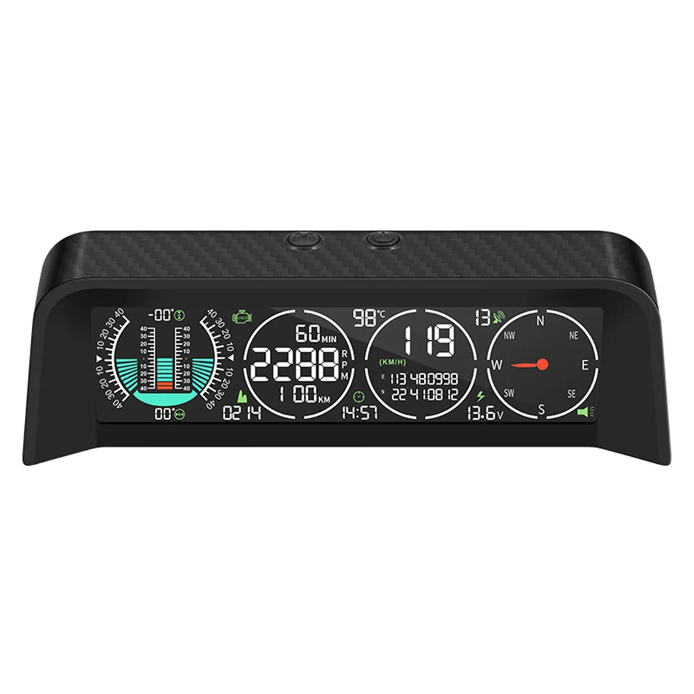 Car HUD Car Head-up Display 1 Pc ABS Black Incline Meter Multi-functional Tire Pressure Detection With HUD Screen