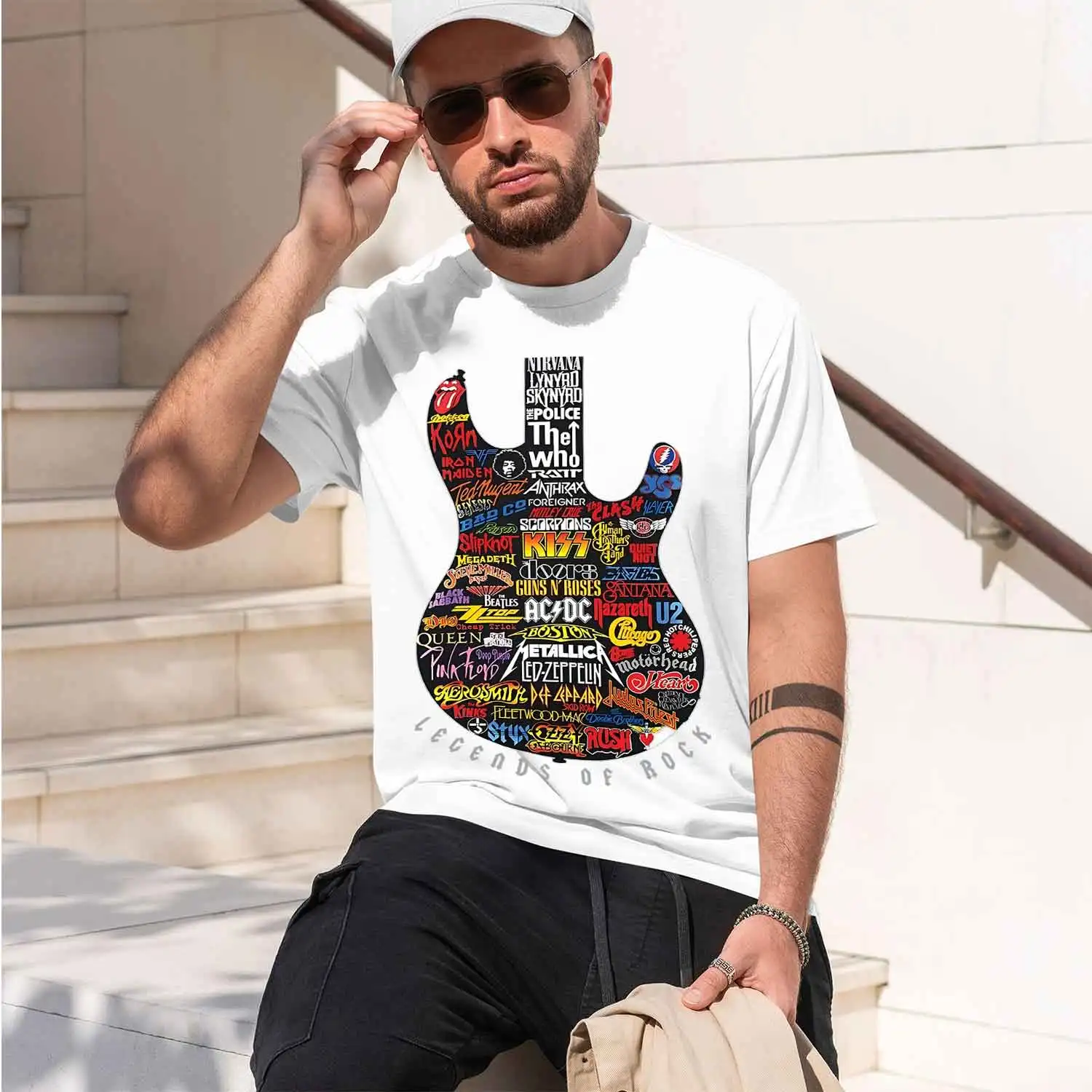 Фото Футболка Legends Of Rock Graph Tee D Tees 2026, новая модель, мужская футболка с коротким рукавом и круглым вырезом, классическая повседневная модель, несколько цветов и размеров. №2