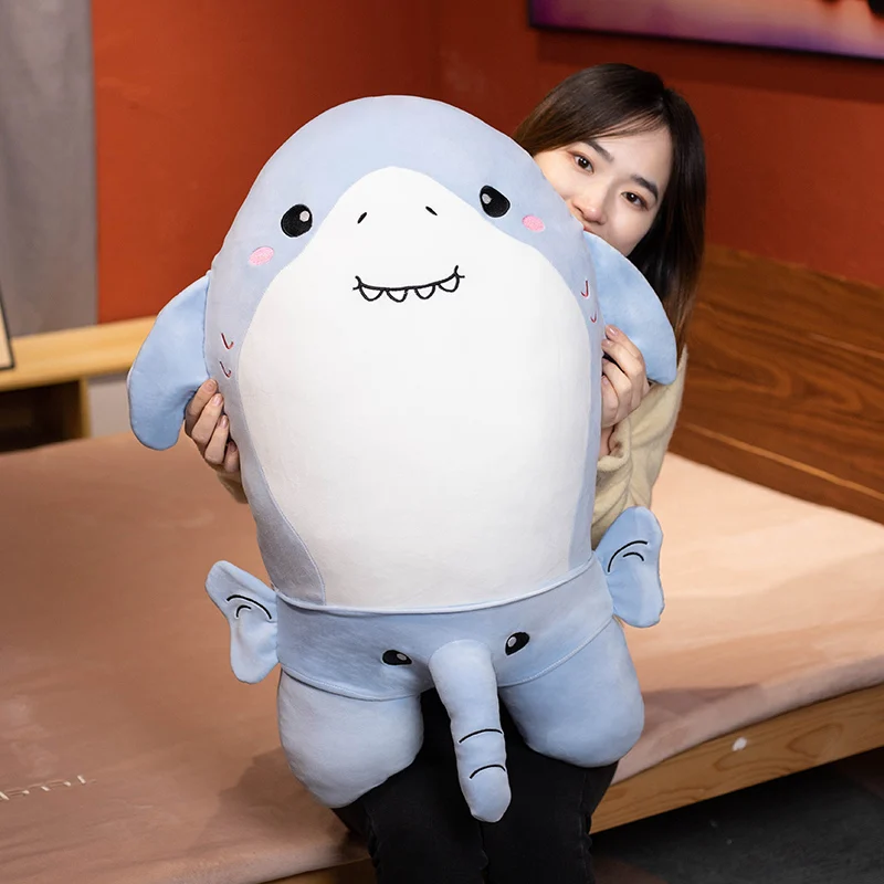 

Kawaii Funny Shark Plush Toy Hug Pillow 60/80CM Stuffed Creative Animal Shark Plushies Soft Cute Doll Birthday Gift for Kids Boy