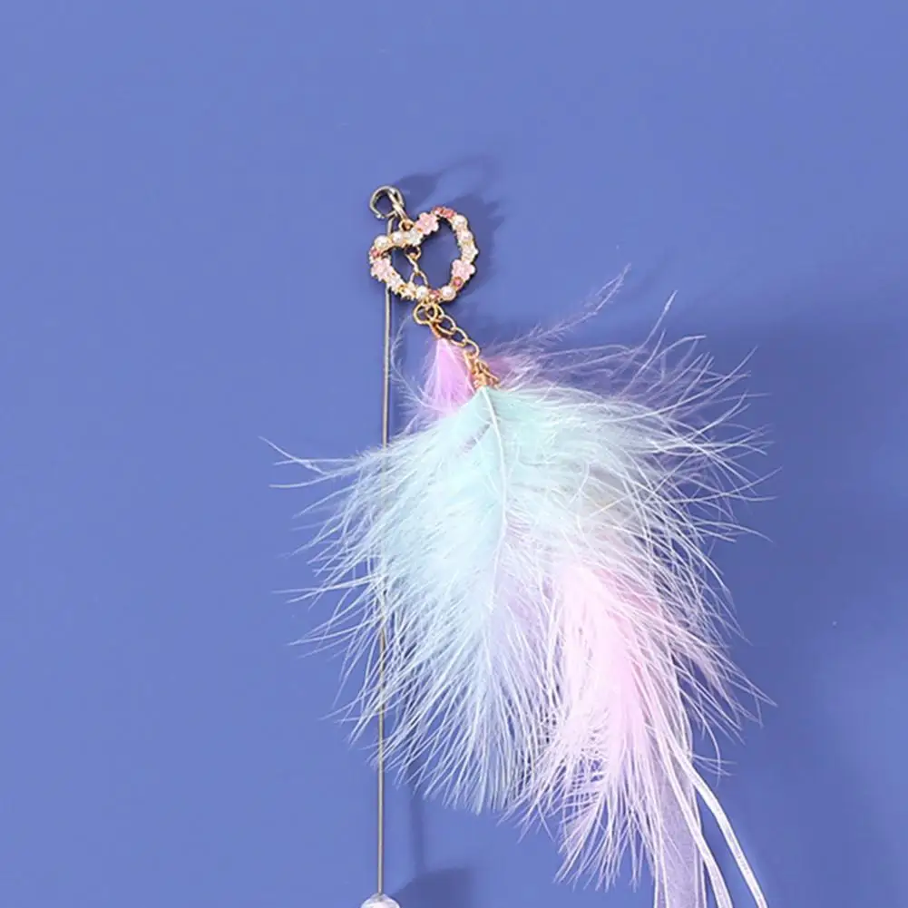 

Durable Natural Feather Design Exquisite Workmanship Fairy Wand Kitty Teaser Stick with Floating Ribbon Pet Accessories