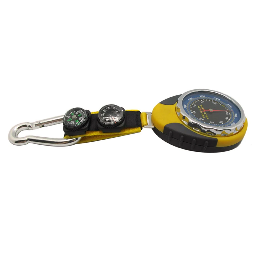 

4 In 1 Mini Compass Survival Kit with Keychain Mechanical Barometer Outdoor Mountaineering Altitude Meter LED Flashlight Compass