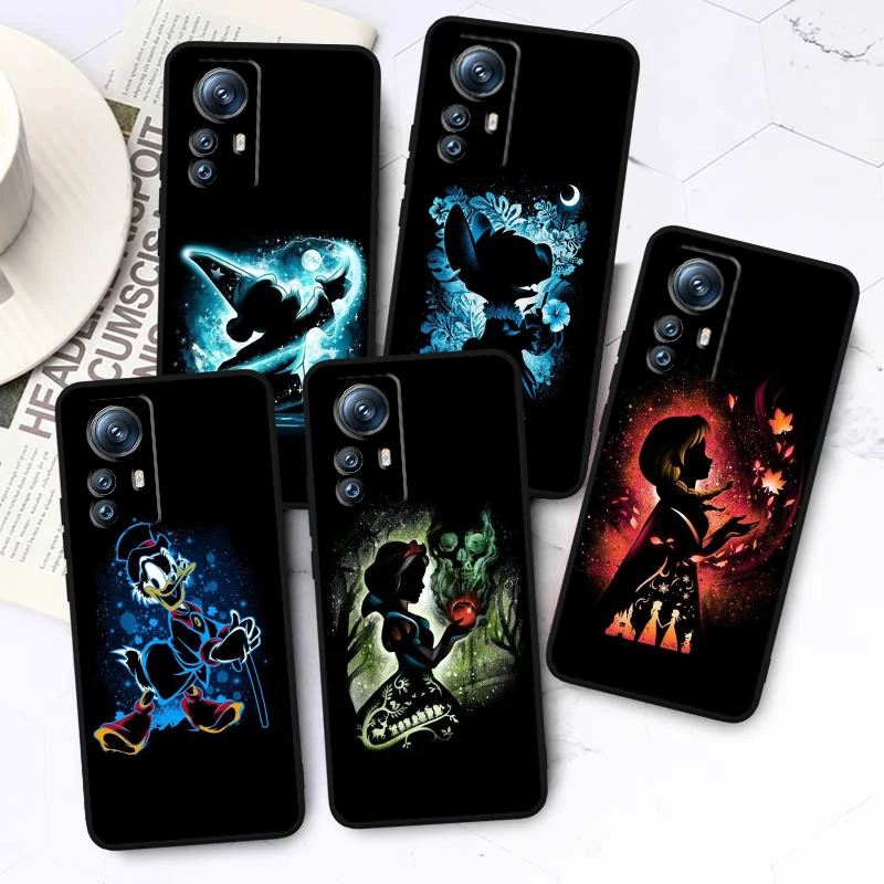 

Disney Mickey Stitch Princess Phone Case For Xiaomi Mi 13 12T 12S 12X 12 11 11T 11i 10T 10 Pro Lite Ultra 5G Fundas Black Cover