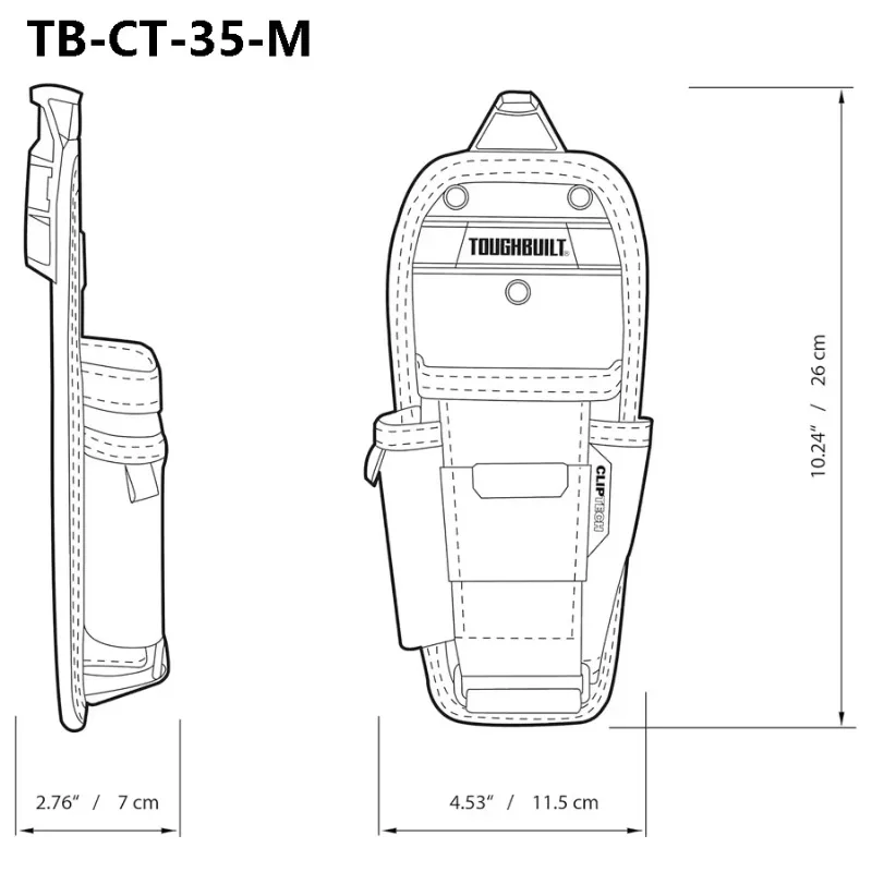 Фото TOUGHBUILT TB-CT-35-M TB-CT-35-L Поясная сумка для инструментов с 3 карманами и петлей для подвешивания Износостойкая сумка для хранения Аксессуары №3