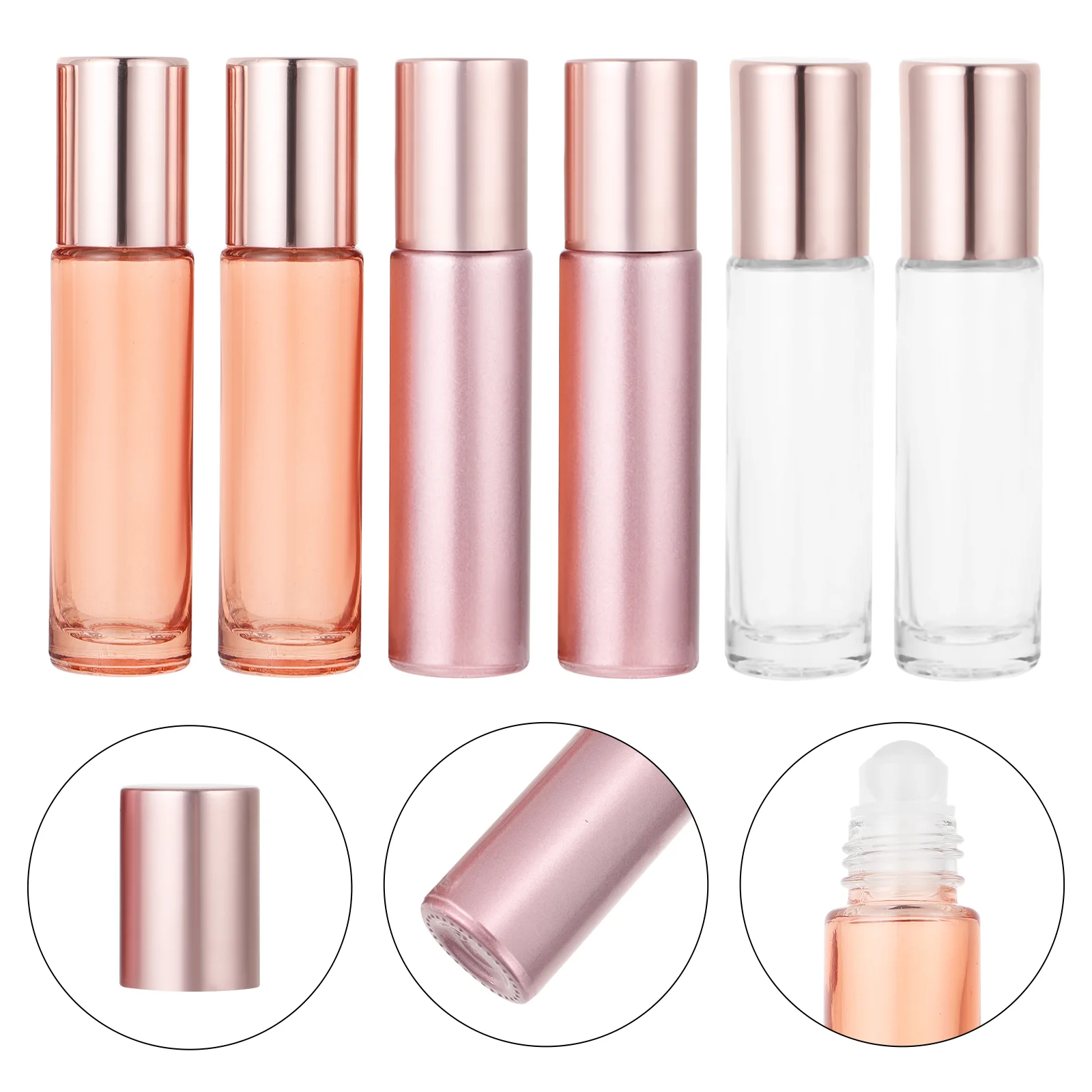 

6Pcs 10ml Essential Oil Glass Roller Bottles Perfume Dispenser for Home Travel