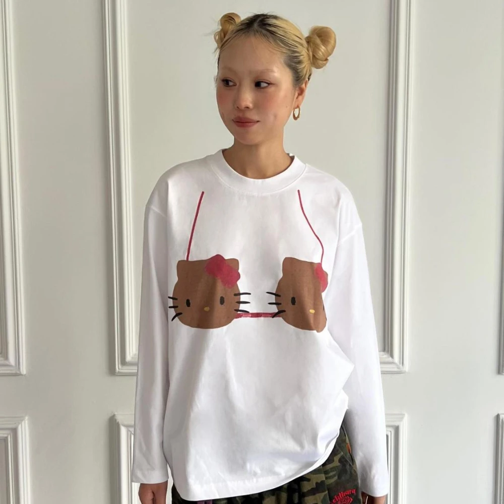 Футболка Miniso с круглым вырезом в американском стиле Hello Kitty женская летняя новая
