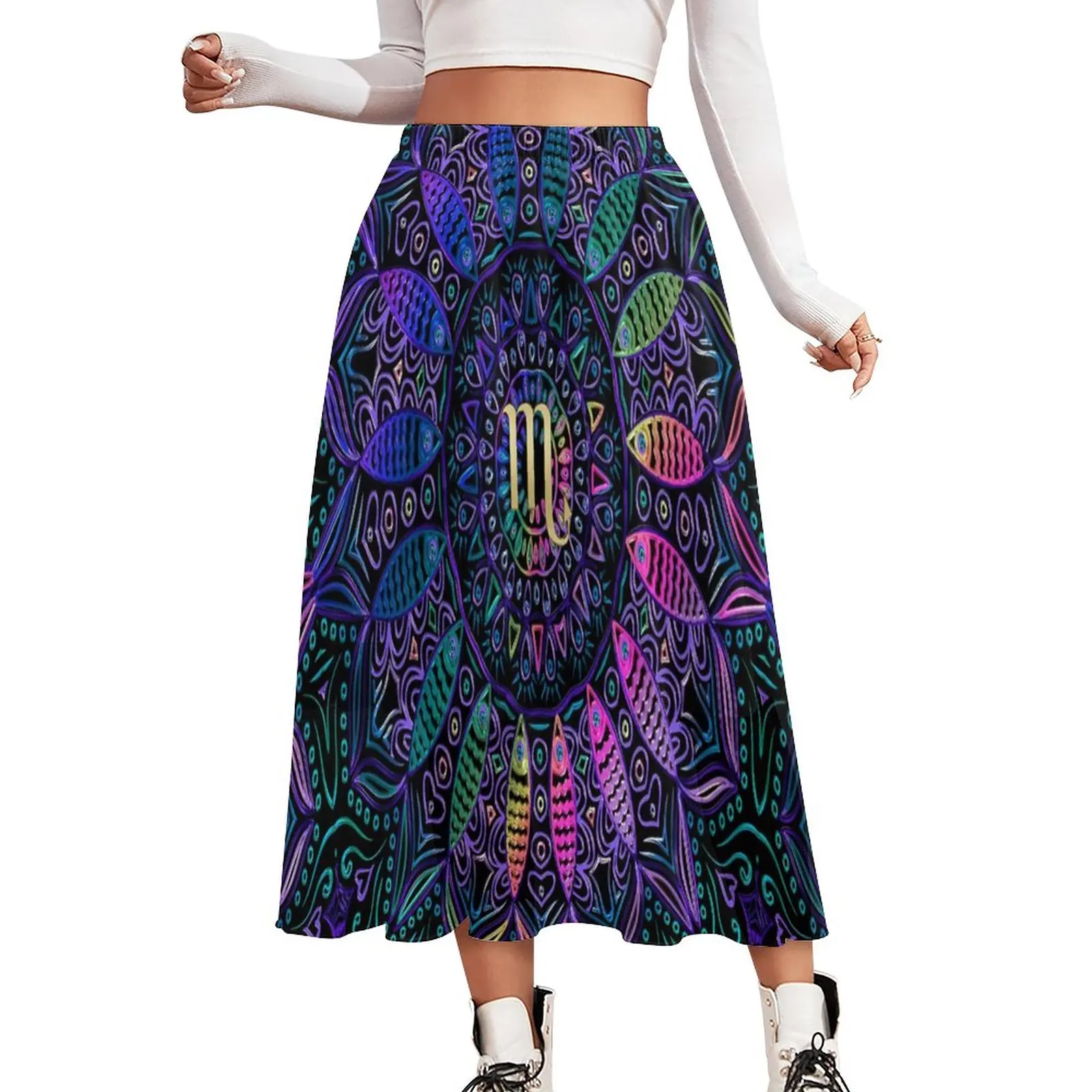 

Scorpio Mandala Skirt Abstract Art Print Aesthetic Casual Skirts Modern A-line Skirt Women Custom Oversized Clothing