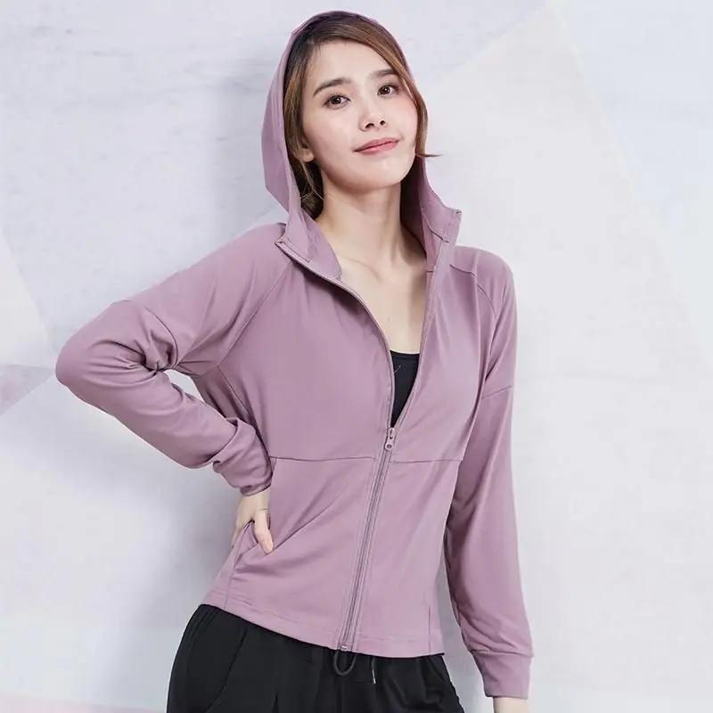 

Windbreaker Jacket Women Yoga Running Clothes Spring Summer Leisure Loose Sports Quick-Drying Breathable Training Gym Sportswear