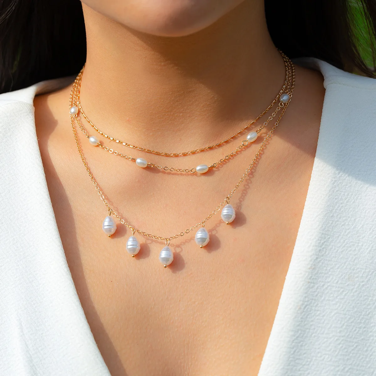 

Ailodo Elegant Multilayer Pearl Necklace For Women Fashion Party Wedding Pendant Necklace Collier Femme Jewelry Christmas Gift