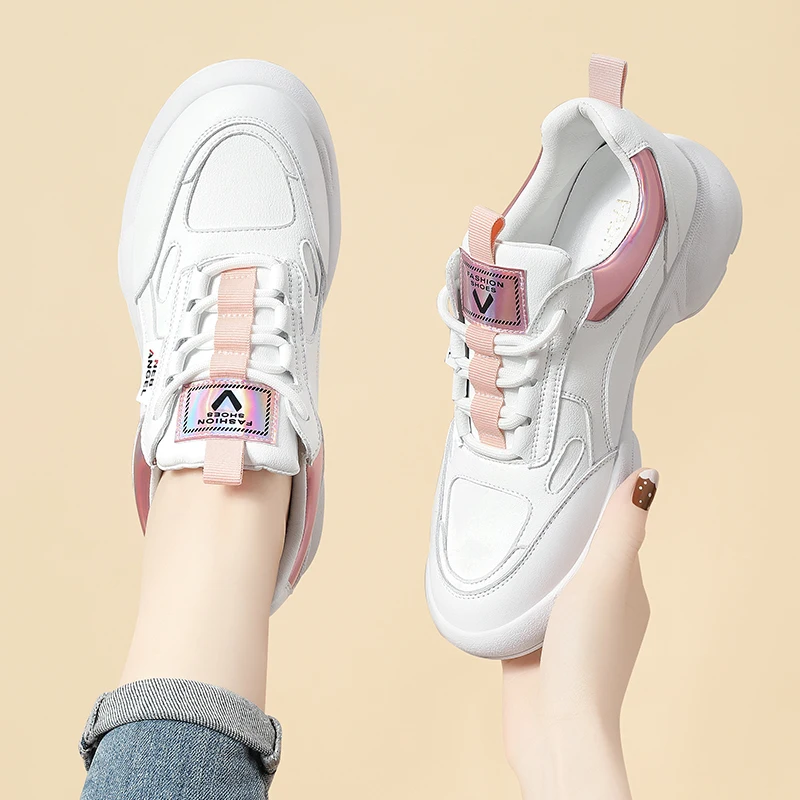 Women casual Shoes Fashion Leisure Sneakers Lady Women's genuine lether breathable Autumn 2022 lace-up sneakers zapatos mujer