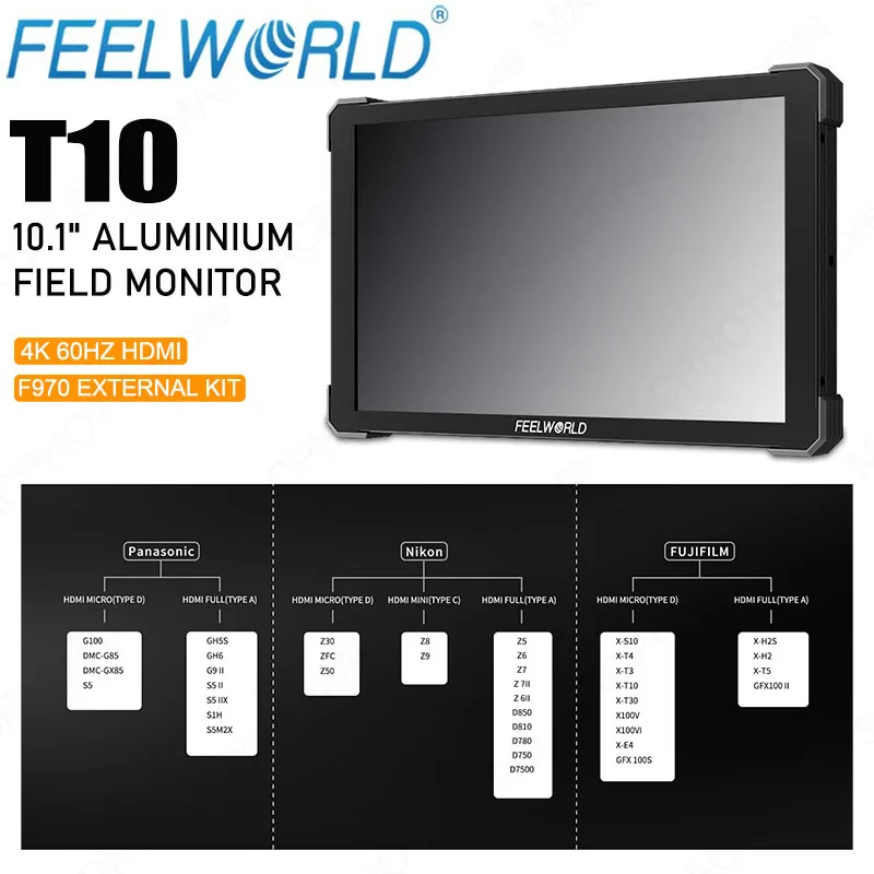 FEELWORLD T10 10 1-дюймовый монитор с сенсорным экраном алюминиевая зеркальная камера
