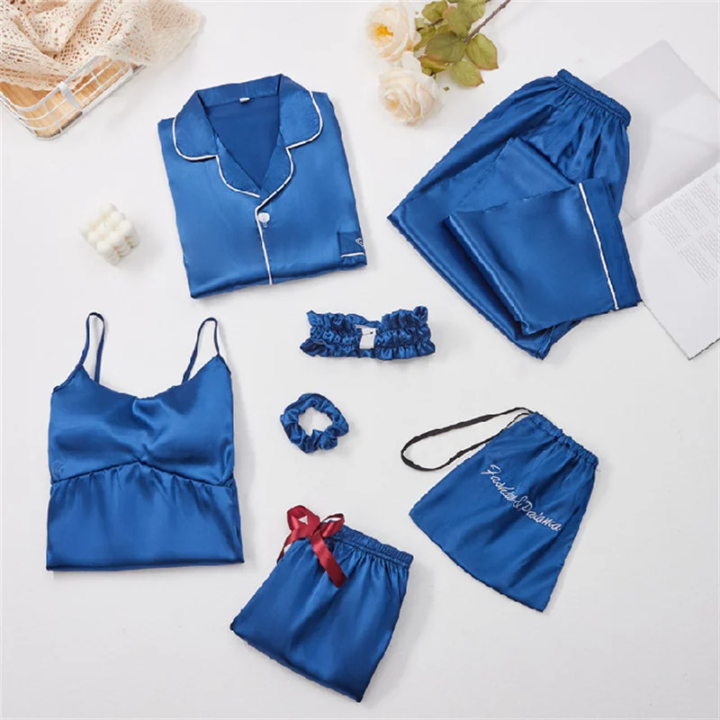 Autumn Full Pajamas Set Sexy Sleepwear Women Pure Black Shirt Sleeve Pyjama Women's Fashion Confortable Homewear Plus Size