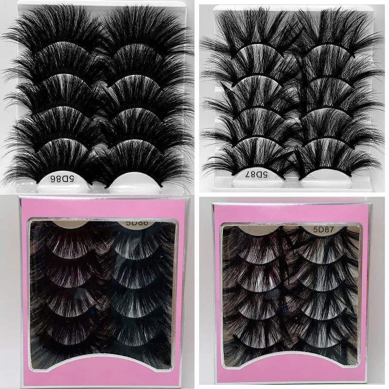 

5D 25mm Lashes 5 Pairs Faux Mink Lashes Reusable False Eyelashes Thick Dense Fluffy Makeup Tools Extension Fake Lashes maquiagem