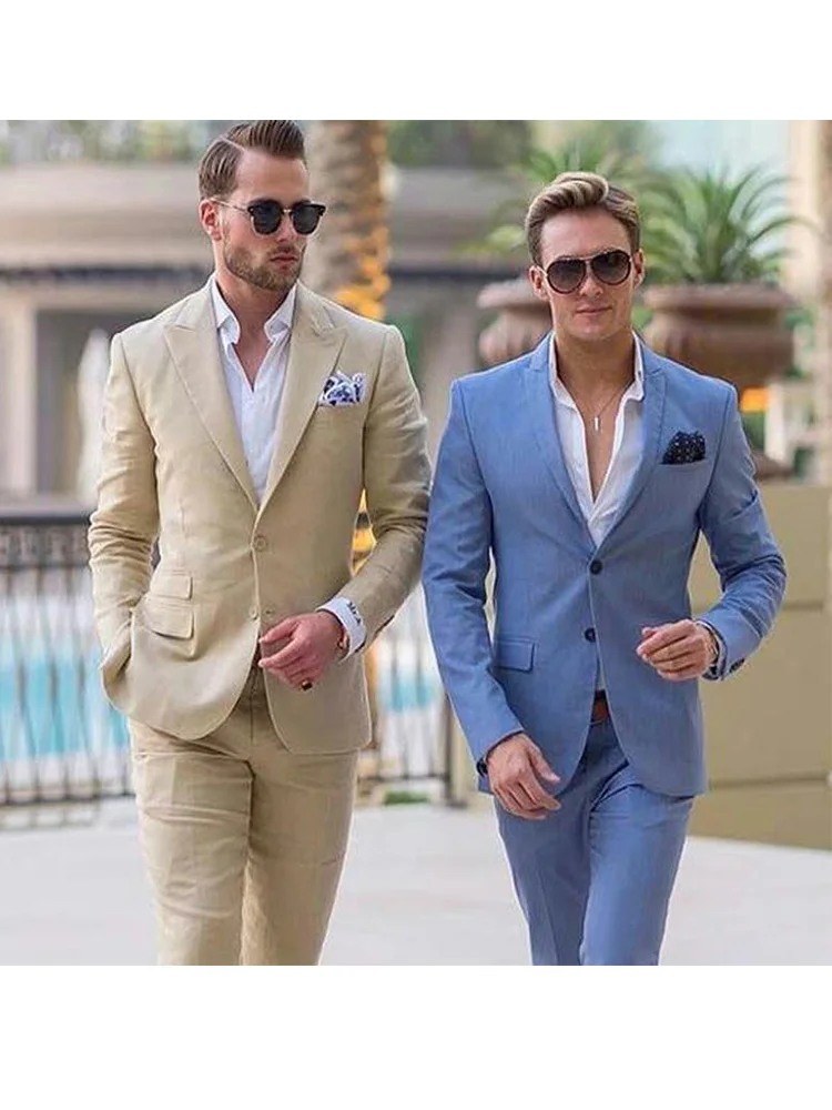 

2023 New Arrival Leisure Business Wedding Men Suits Two Button Summer Spring Mens Suit 2 Pieces(Jacket+Pant) traje hombre