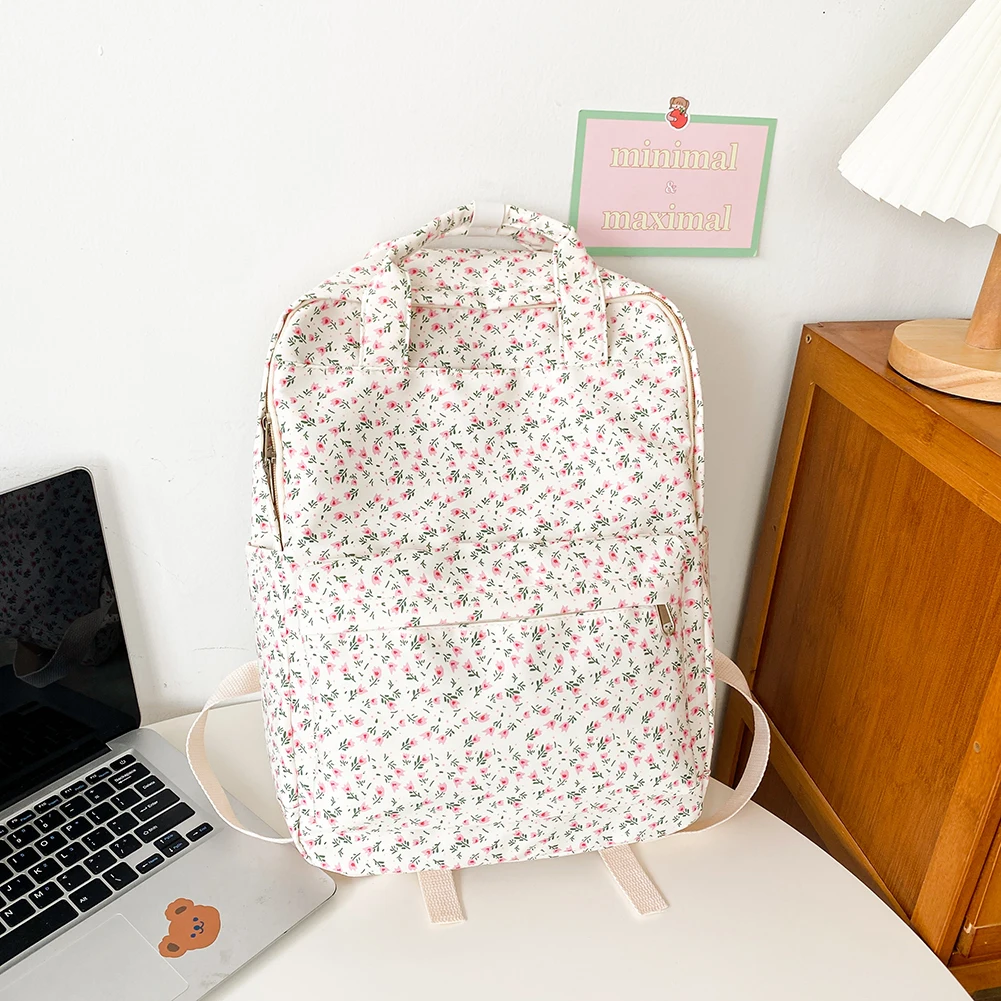 Женский студенческий рюкзак для колледжа вместительная холщовая двойная сумка