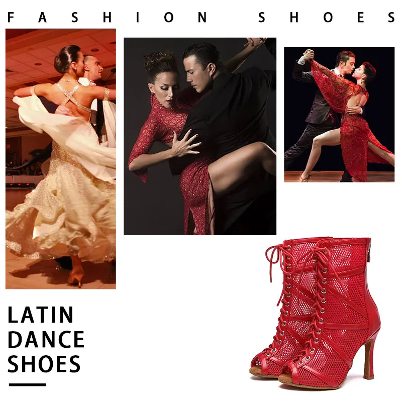 SWDZM Women Latin Tango Dance Shoes Ladies Dancing Shoes Ballroom Dance Booties High Heels Salsa Party Dancing Boots