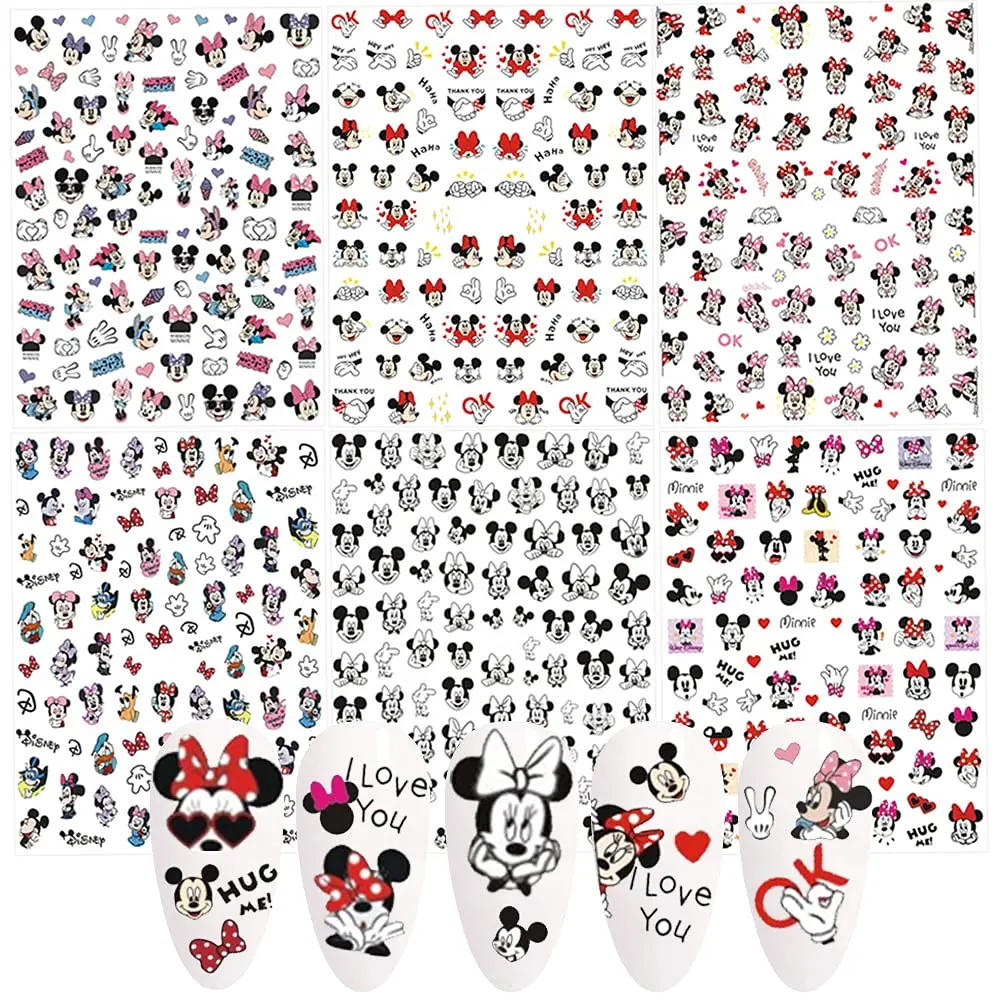 

Mickey Mouse Minnie Nail Art Decals Stickers | Hearts Love Nail Stickers Disney Nail Decal character Manicure sticker #11114