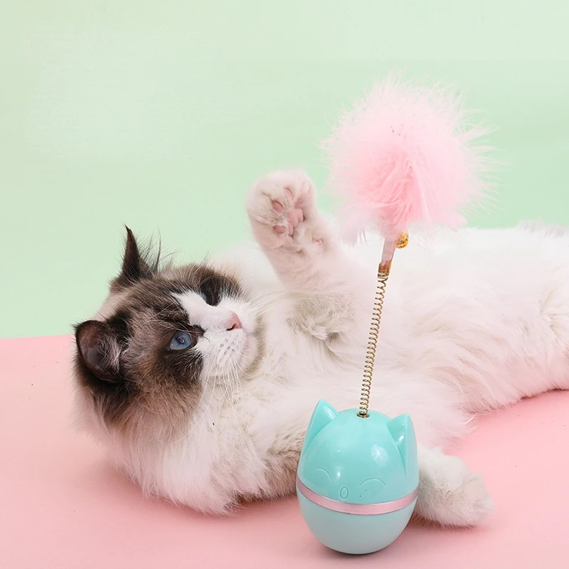 

Tumbler Swing Toys for Cats Kitten Interactive Feather Bite Resistant Pet Toy Ball With Bell Funny Pet Products