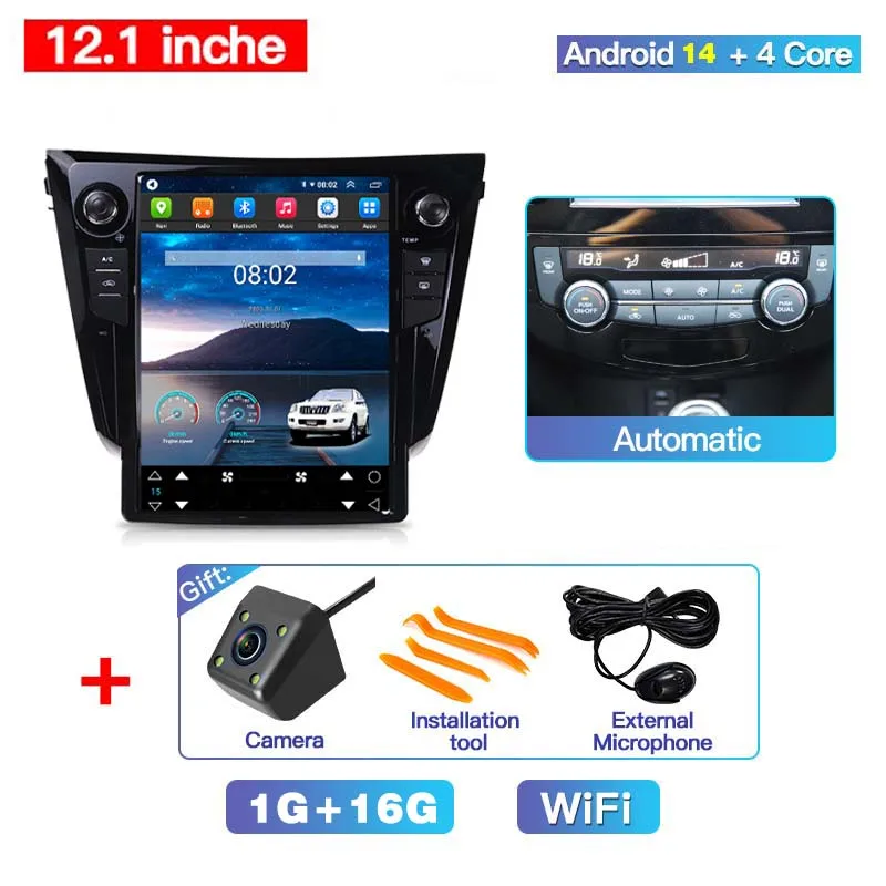 

12,1-дюймовый Android14 Carplay автомобильный радиоприемник GPS Navi мультимедийный видеоплеер экран для Nissan X-Trail Xtrail T32 2014-2019 Qashqai J11