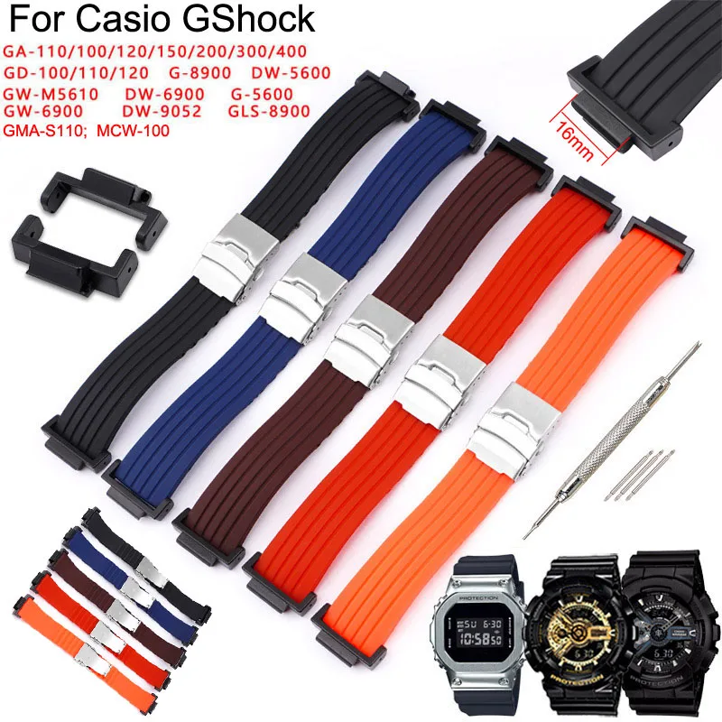 

Silicone Watch Strap For Casio G-Shock GA2100 110 MCW GD-100 G5600 DW9052 GW-6900 GLS8900 GMAS110 Watch Band Tire Bracelet Belt