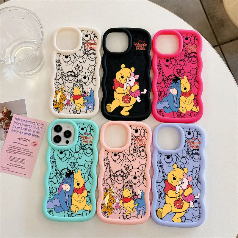 Фото Чехол для телефона Disney Winnie The Pooh Candy Color для iPhone 17 16 15 14 Plus 11 Pro Max 13 12 Mini Air 17E 16E с волнистым краем, мягкий чехол №3