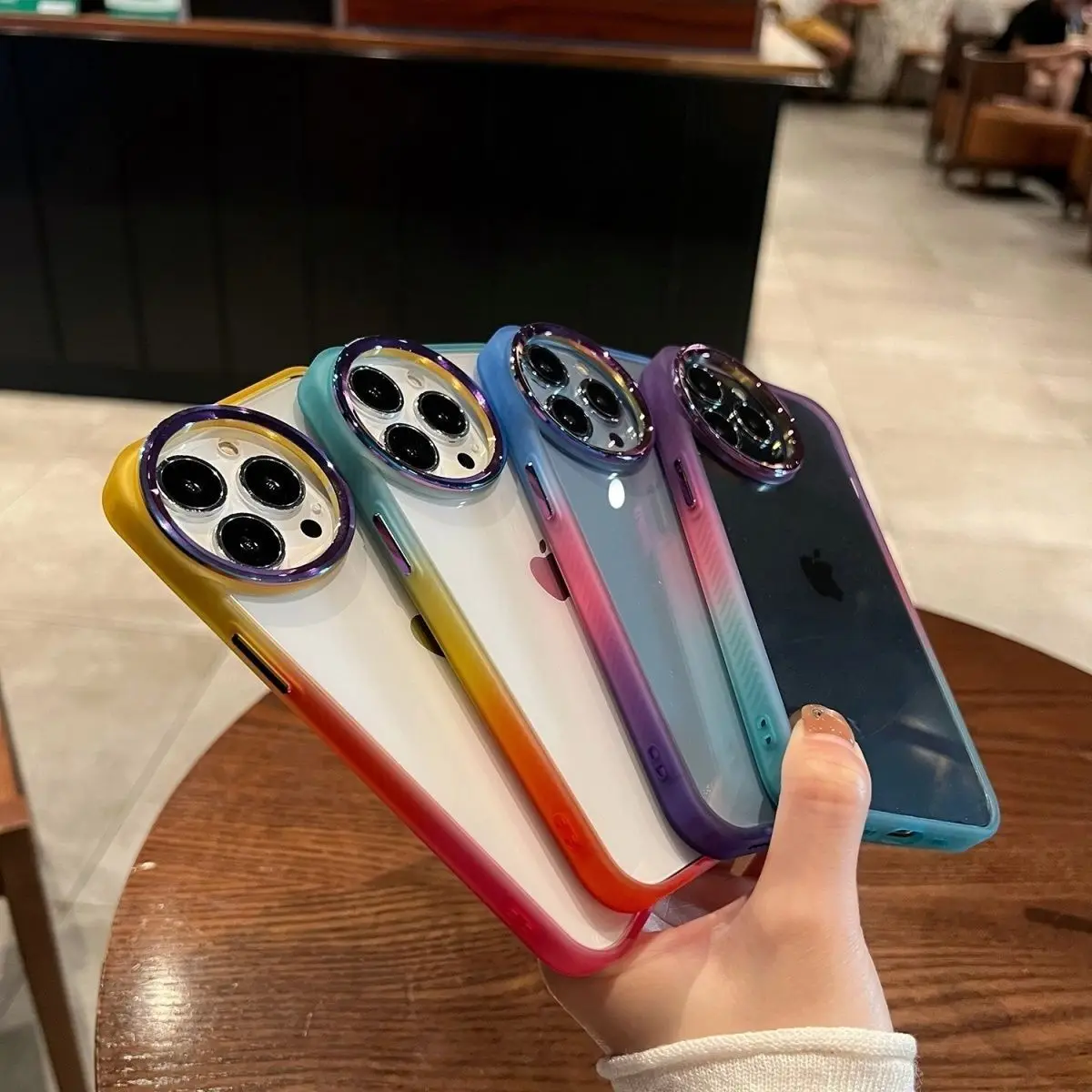 

Colorful Gradient Platinum Lens Frame Phone Case for IPhone 14 13 11 12 Pro Max Transparency Tpu Shockproof Case Cover