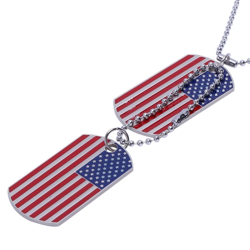 2 шт сплав подвески ожерелья в красную и белую полоску США американский флаг