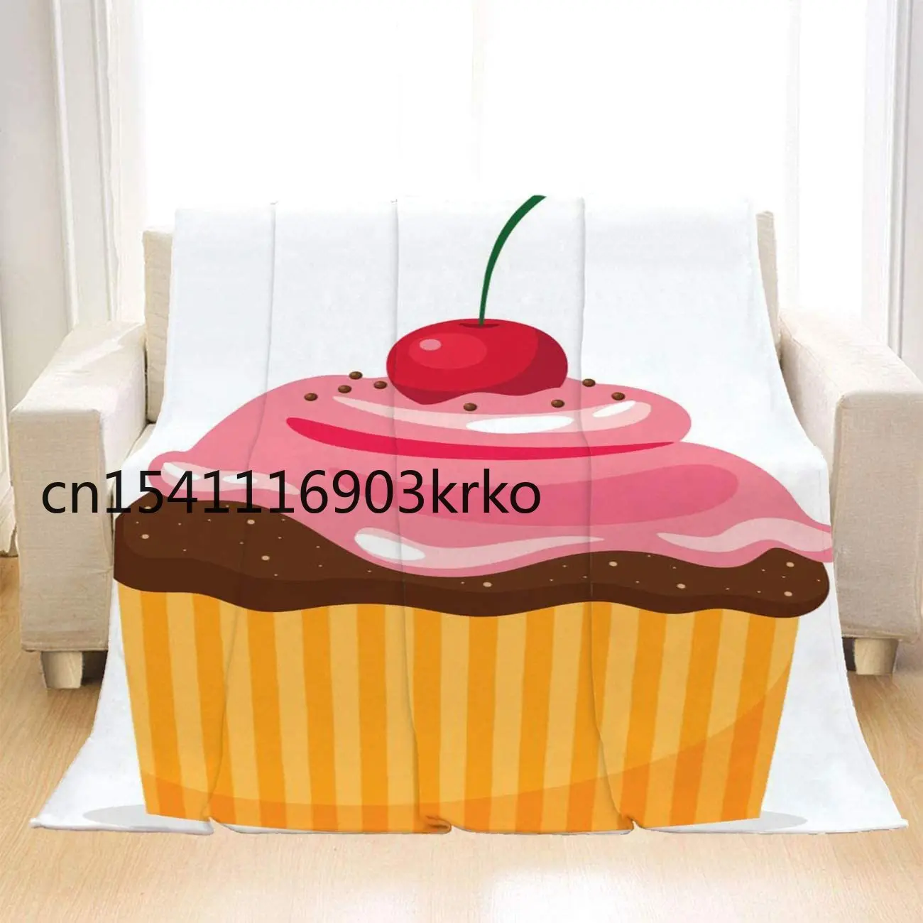 

Blanket Ultra Soft Throw Blanket Chocolate Cupcake with Cream All Season Flannel Blanket Perfect for Couch Sofa