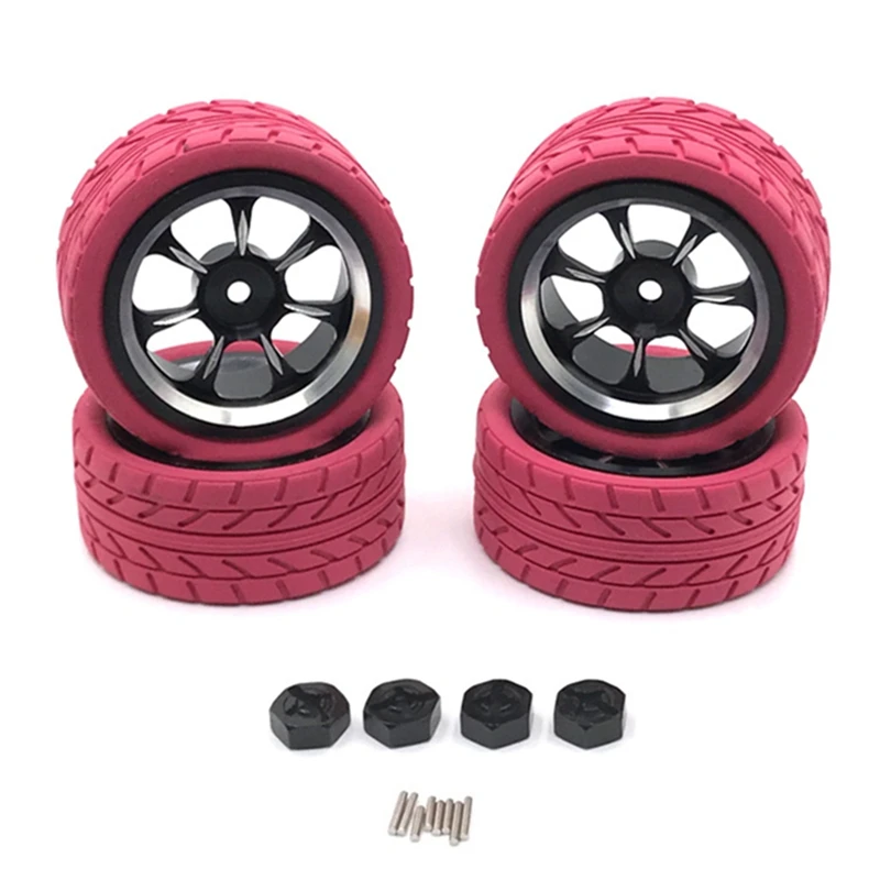 

65mm Metal Wheel Rim Tire Tyre with 12mm Adapter for Wltoys A959 144001 124016 124018 124019 RC Car Upgrade Parts