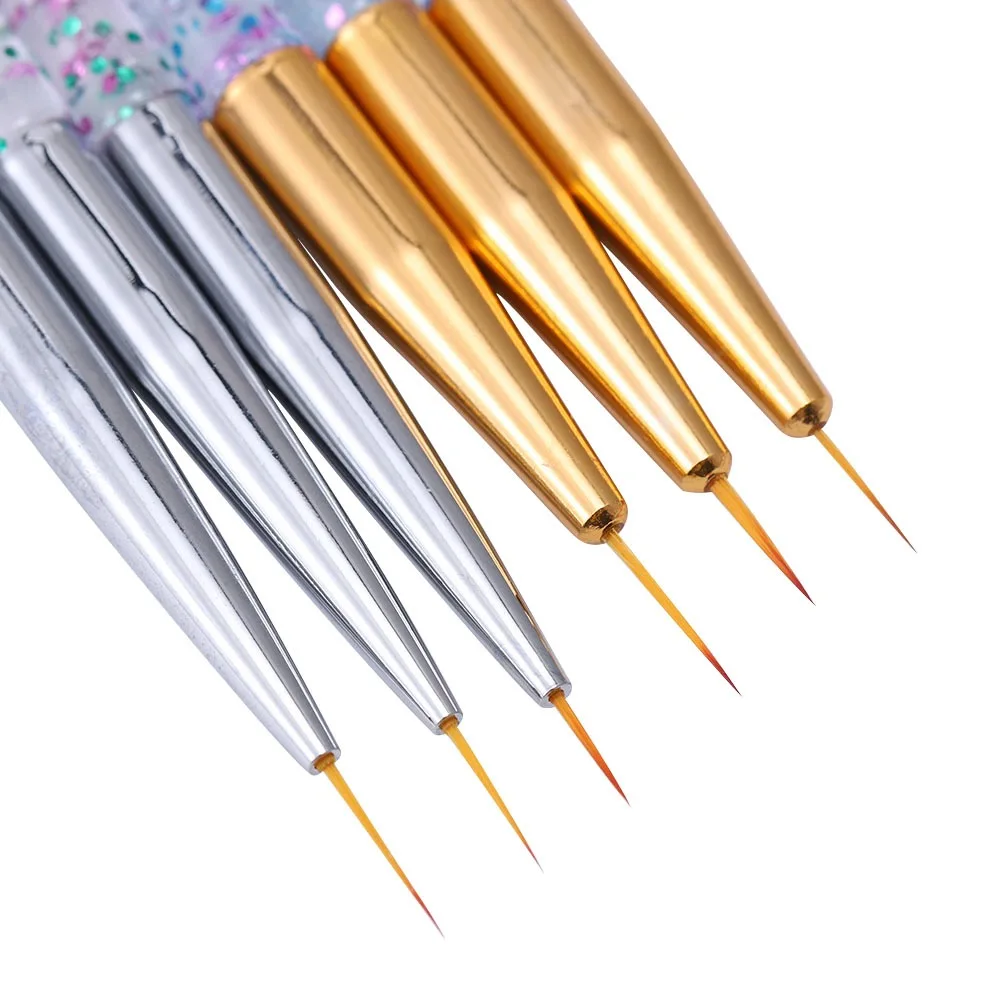 

3Pcs Acrylic French Stripe Nail Art Liner Brush Set 3D Tips Manicure Ultra-thin Line Drawing Pen UV Gel Brushes Painting Tools