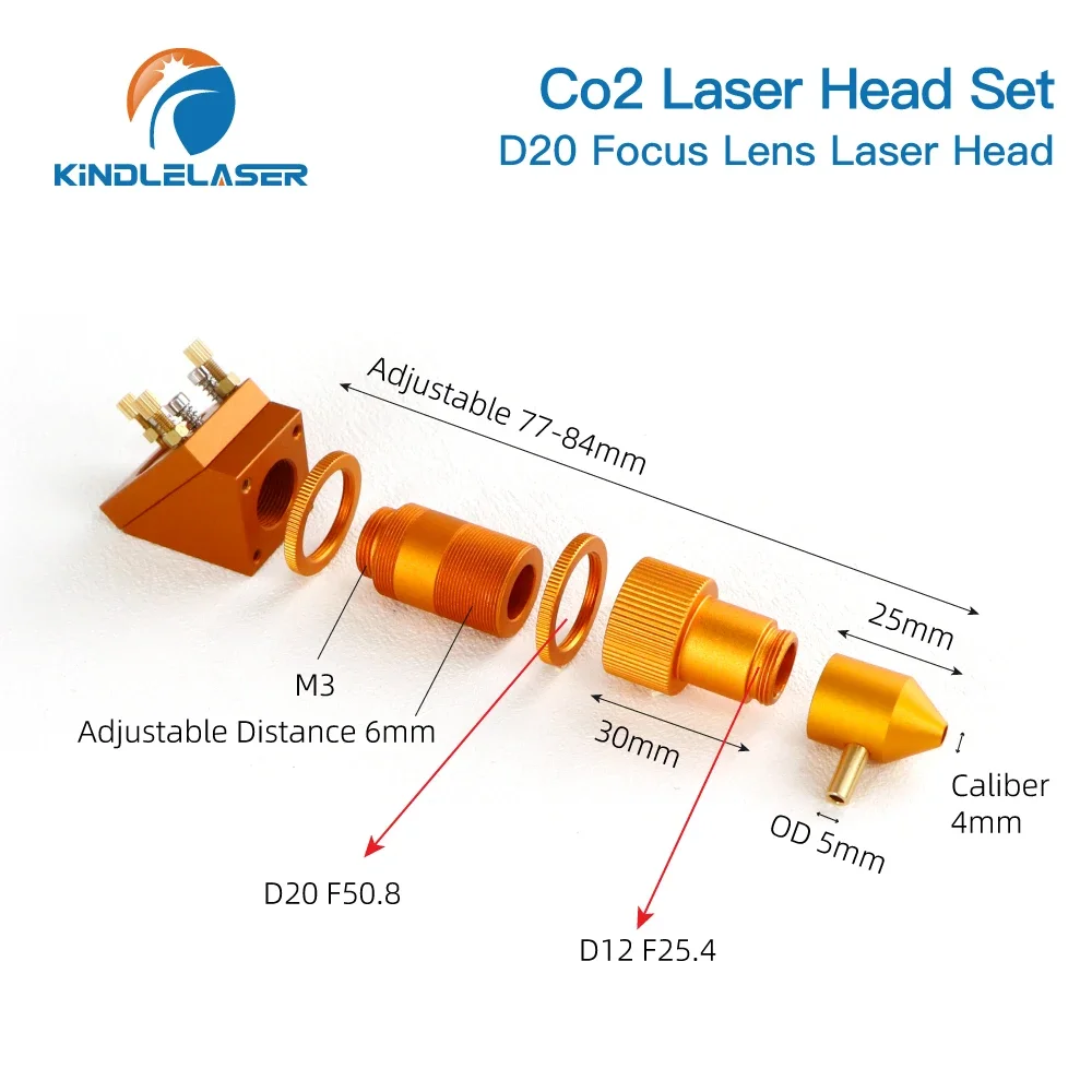 Лазерная головка Kindlelaser серии K, новый стиль, CO2, D12 D20мм, линзы FL25.4 50.8мм для лазерных гравировальных и режущих станков 2030 4060 K40 (art.: 3920dbcd62e5f) - 3920dbcd62e5f
