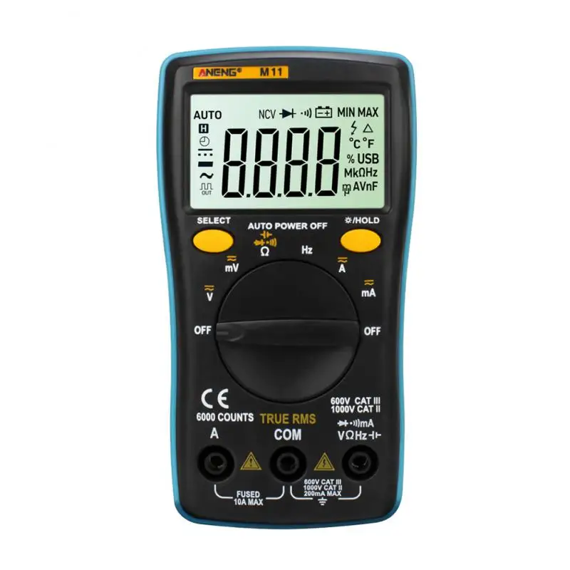 

Цифровой мультиметр, встраиваемый двойной A / D преобразователь напряжения постоянного и переменного тока, тестер сопротивления, частоты, температуры