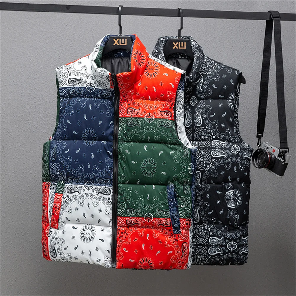 

Cotton Vest Men Autumn And Winter Cashew Flower Vest Trend Casual Men's Vest Warm Cotton Vest Coat Trend